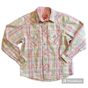 Red Ranch Shimmery Plaid top